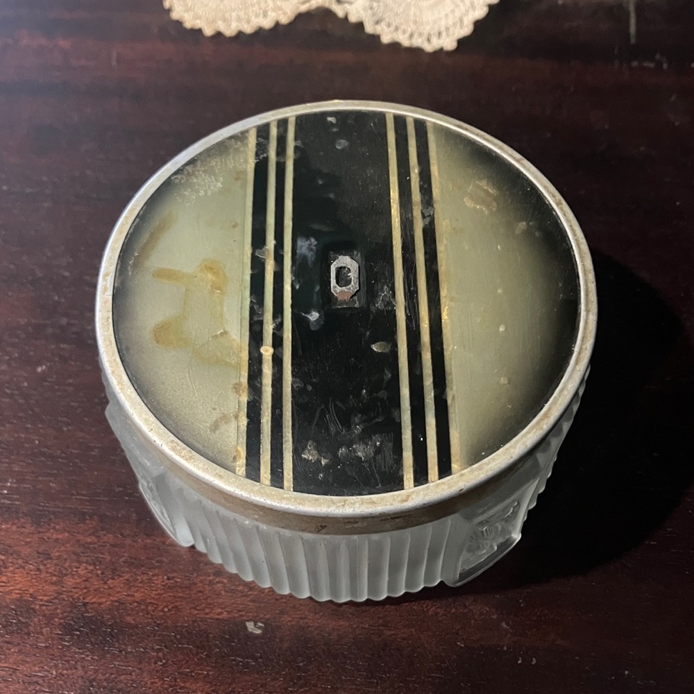 Vintage 1930s-40s Art Deco Frosted Glass Vanity Jar